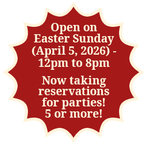 Open on Easter Sunday (April 5, 2026) - 12pm to 8pm